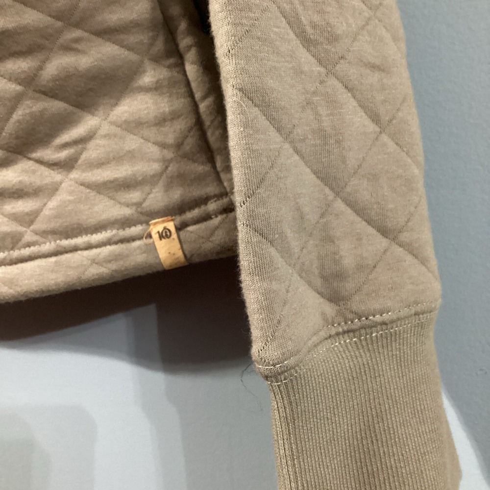 tentree W Quilted Hoodie Fossil Brown Cropped Sweatshirt XL TCW5388-2764 NEW - Picture 2 of 5